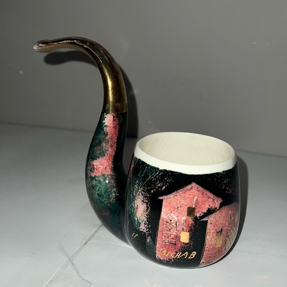Sascha Brastoff Signed Large Hand Painted Ceramic 2.75” tall Houses Motif